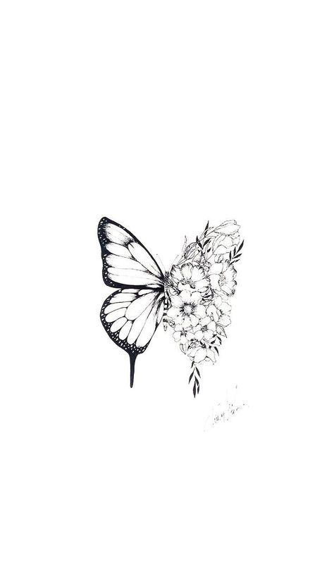 Shawn Mendes Butterfly Tattoo, Butterfly With Flowers, Tato Jari, Tato Henna, Inspiration Tattoos, Butterfly Tattoo Designs, Animale Rare, Dainty Tattoos, Dream Tattoos