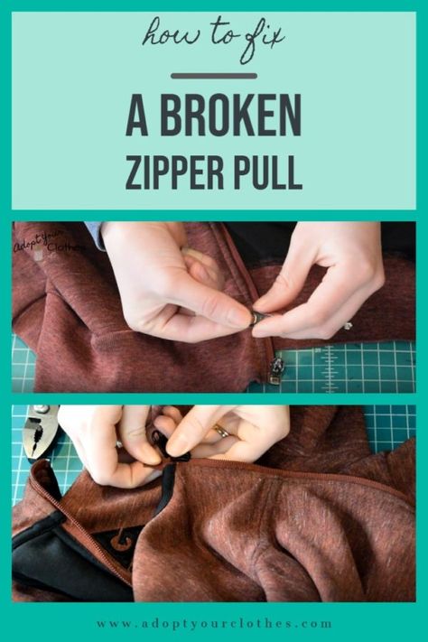 How To Attach A Zipper Pull, Fixing Zippers Jacket, How To Replace A Zipper Pull, How To Put A Zipper Pull Back On, How To Reattach A Zipper, Repair Zipper Pull, How To Fix A Zipper That Came Off, How To Fix A Broken Zipper, Broken Zipper Fix Diy