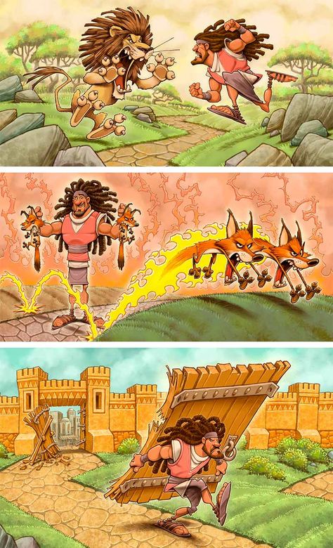 I haven’t done Biblical illustration in quite some time, but a couple of months ago I had the opportunity to do a whole series of illustrations for the story of Samson. It was pretty fun to b… Samson Bible, Drawing Bible, Bible Memorization, Dennis Jones, Bible Cartoon, Eclectic Artwork, Christian Comics, Jesus Christ Painting, Jesus Christ Artwork