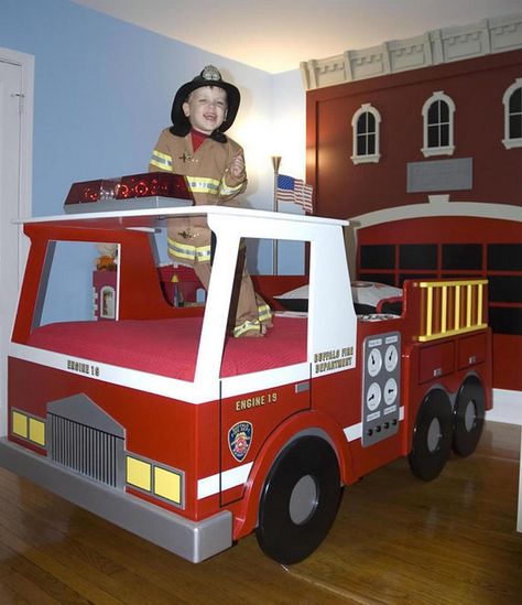 Fire Truck Bed, Firetruck Bed, Truck Room, Bed Woodworking Plans, Woodworking School, Woodworking Bed, Woodworking For Kids, Woodworking Classes, Bed Plans