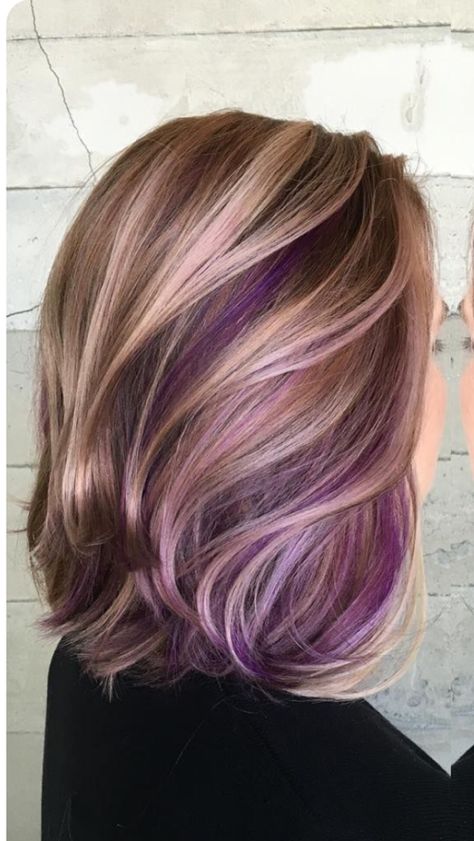 Hilites Purple Blonde Hair, Balage Hair, Best Ombre Hair, Halloween Hairstyles, Underlights Hair, Peekaboo Hair, Hair Balayage, Short Hair Color, Ombre Hair Color