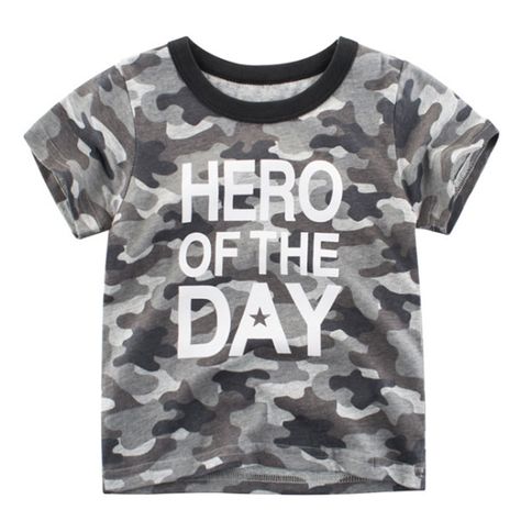 Camouflage T Shirt Baby Toddler Summer Short Sleeve Clothes Hero 1-8 Years Hero Of The Day, Stylish Letters, Look Short, Wholesale Shirts, Toddler Boy Outfits, Summer Boy, Summer Kids, Shirt Pattern