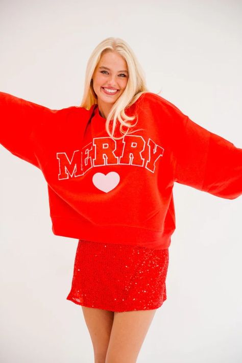 HOLIDAY COLLECTION | Judith March Cute Pink Heart, Fuzzy Skirt, Red Tracksuit, Gold Sequin Top, Judith March, Heart Patch, Sequin Tee, Heart Red, Heart Patches