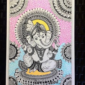 02-Ganesha-Rashmi-Krishnappa-Calm-and-Serenity-in-Balanced-Pen-drawings-www-designstack-co Arte Ganesha, Nature Mandalas, Mandala Nature, Ganesha Drawing, Ganesh Art Paintings, Easy Mandala Drawing, Mandala Art Therapy, Mandalas Painting, Ganesh Art