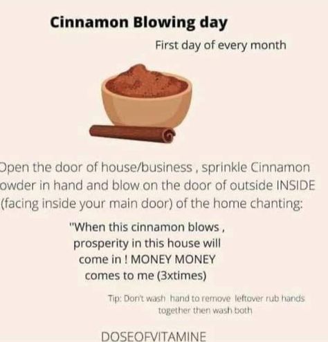 Cinnamon For Good Luck, Cinnamon Luck Spell, Cinnamon Hoodoo, Cinnamon In Doorway Spell, How To Use Cinnamon Powder To Attract Money, Cinnamon Quarter Spell, Cinnamon Spell Uses, New Month Cinnamon Ritual, Cinnamon Boil For Money