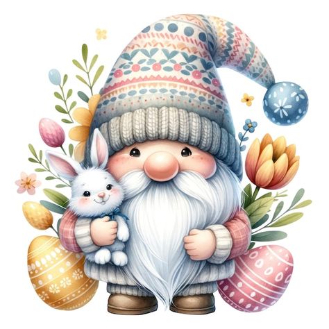 Gnome Easter, Gnome Pictures, Garden Clipart, Easter Gnome, Easter Day, Iconic Photos, Watercolor Clipart, Car Stickers, Bumper Stickers