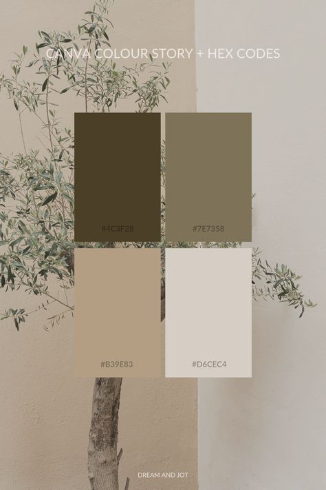 Canva Colour Palette with Hex Codes - Canva Designs Olive Neutral Color Palette, Olive Green Colour Pallete, Neutral Kitchen Colors Earth Tones, Wedding Beige And Green, Natural Stone Color Palette, Olive Green Neutral Color Palette, Cream And Green Palette, Beige Brown Green Aesthetic, Beige Aesthetic Palette