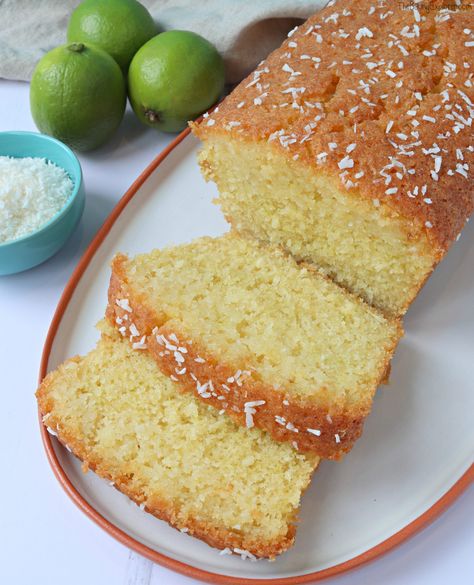 Lime Loaf Cake, Lime Loaf, Coconut Loaf Cake, Janes Patisserie, Loaf Cake Recipes, Coconut Cake Recipe, Lime Cake, Drizzle Cake, Sponge Cake Recipes