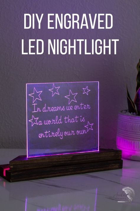 Full tutorial on how to engrave acrylic and make a LED nightlight gift! #anikasdiylife #cricutmade Diy Headstone, Cricut Engraving, Engraving Acrylic, Cricut Wood, Winter Crafts For Toddlers, Create Your Own Quotes, Diy Lights, Simple Holiday Gifts, Maker Ideas