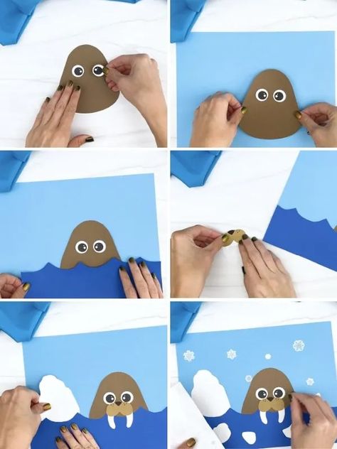 Here's Your Free Walrus Craft Template Polar Bear What Do You Hear Craft, Seal Art For Kids, Walrus Preschool Crafts, Walrus Art Preschool, Walrus Craft For Toddlers, Walrus Activities For Preschool, Walrus Crafts For Toddlers, Antarctica Crafts For Kids, Walrus Crafts