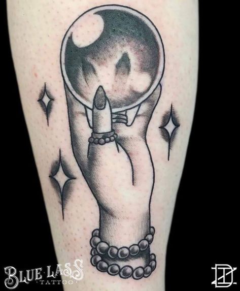 Hand Holding Crystal Ball Tattoo, Hand Holding Crystal Ball Drawing, Hand Holding Crystal Ball, Hand Holding Crystal, Hand Holding Tattoo, Crystal Ball Tattoo, Family Disappointment, Minneapolis Tattoo, Americana Tattoo