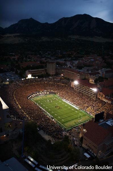 Looking at Folsom Field on gameday. #GoBuffs #CUBoulder Folsom Field, Colorado Buffs Football, Western Colorado University, Boulder Colorado College, Colorado State University Campus, Campus Landscape, University Of Colorado Boulder, College Vision Board, Colorado Buffaloes