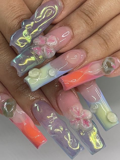 Ponyo Nails, Claw Nails, Inspired Nails, Pretty Gel Nails, Long Acrylic Nails Coffin, Really Cute Nails, Unique Acrylic Nails, Unique Nails, Fire Nails