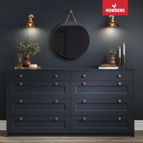 Experience the allure of Howdens Bridgemere Navy Chest of Drawers, elevating bedroom aesthetics with sophistication. Discover a versatile chest of drawers ideas, perfect for bedroom functionality and style. Embrace the depth of navy and the versatility of blue bedroom ideas, accentuating fitted bedroom furniture. Redefine bedroom inspirations with this luxurious chest of drawers design, enhancing the decor of master bedrooms with timeless elegance. Howdens Bridgemere, Chest Of Drawers Ideas, Navy Chest Of Drawers, Drawers Ideas, Blue Bedroom Furniture, Navy Inspiration, Blue Chest Of Drawers, Navy Bedroom, Drawer Decor