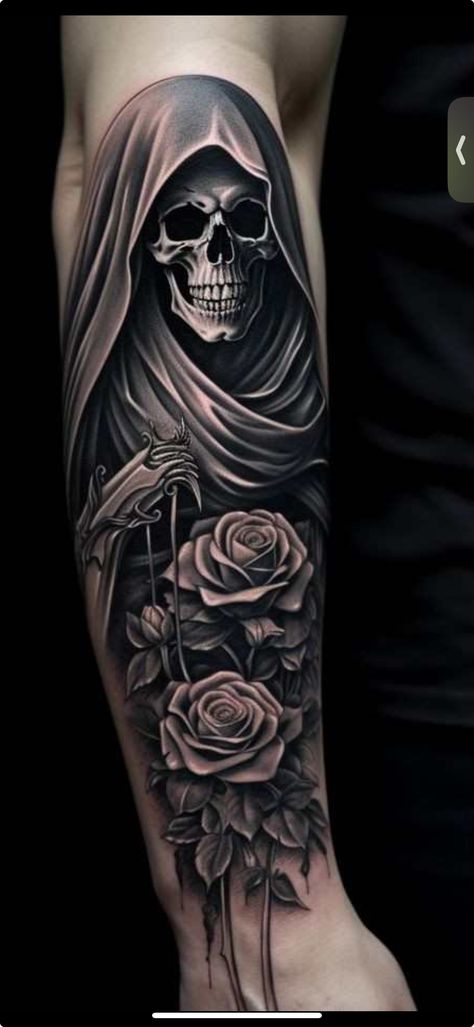 Chicano Tattoos Gangsters, Buda Tattoo, Dragon Tattoo Back, Full Leg Tattoos, Simple Tattoos For Guys, Skull Sleeve Tattoos, Skull Sleeve, Cool Arm Tattoos, Tattoos For Women Flowers