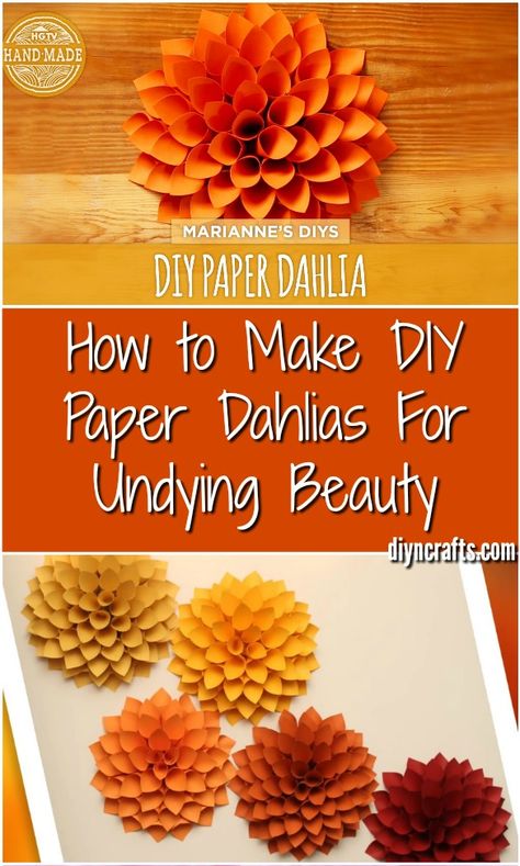 How to Make DIY Paper Dahlias For Undying Beauty {Video tutorial} Paper Snowflake Patterns, Paper Flower Wreaths, Paper Dahlia, Paper Flower Arrangements, Autumn Paper, Paper Flower Crafts, Paper Flower Bouquet, Dahlia Flower, Paper Flowers Diy