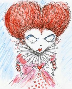 THE AMAZING DRAWINGS OF TIM BURTON Queen Of Hearts Sketch, Tim Burton Sketches, Tim Burton Artwork, Tim Burton Personajes, Tim Burton Drawings, Colleen Atwood, Tim Burton Characters, Tim Burton Style, Animation Disney