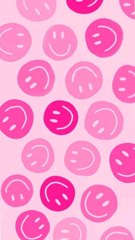 Happy Face Wallpaper Aesthetic, Pink Smiley Face Wallpaper, Pink Emoji Wallpaper, Wallpaper Fofo, Wallpapers Rosa, Pink Smiley Face, Wallpaper Rosa, Printable Wall Collage, Pretty Wallpaper Ipad