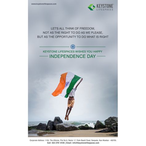 Keystone Lifespaces wishes you all a very Happy Independence Day #IndependenceDay2017 #70thIndependence #Celebration #Occasion Independence Day Real Estate Ads, Indian Independence Day Creative Ads, Independence Day Ads Creative, Diy Cards For Boyfriend, Happy Birthday Logo, Independence Day Poster, Birthday Logo, Republic Day India, Indian Independence Day