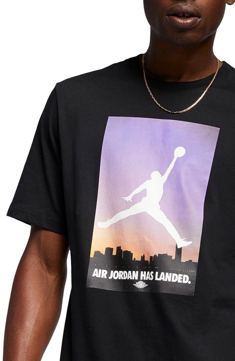 JORDAN LANDED GRAPHIC T-SHIRT. #jordan #cloth Jordan T Shirts Men, Jordan T Shirts, Jordan Tshirt Nike, Jordan Apparel, Jordan Men, Jordan T Shirt, Shirt Painting, Jordan Shirts, T Shirt Painting