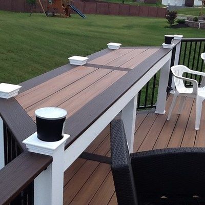 Composite Decking & Railing Ideas, Designs & Pictures | Decks.com Deck Ideas With Fire Pit, Composite Deck Ideas, Creative Deck Ideas, Lake Deck, Ground Level Deck, Deck Renovation, Composite Deck Railing, Deck Bar, Deck Fire Pit