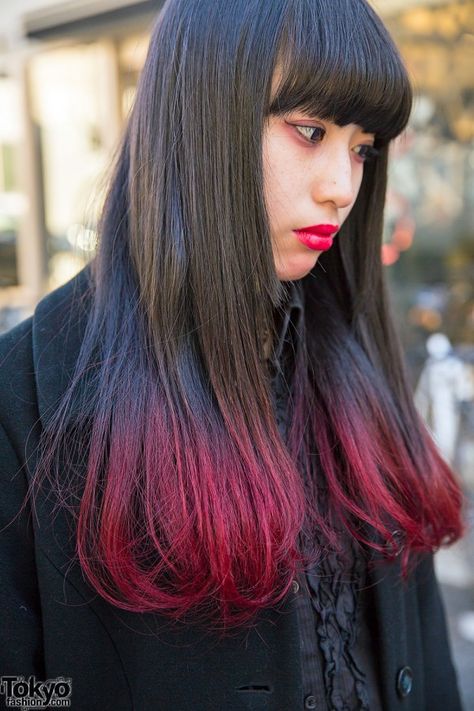 Dip Dye Black Hair, Red Dip Dye Hair, Red Black Ombre, Red Hair Tips, Red Dip Dye, Pink Dip Dye, Black Red Hair, Dyed Hair Pastel, Dip Dye Hair