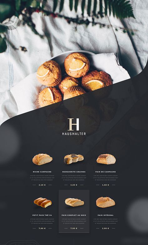 Branding - French Bakery - UI & Print Design on Behance Modern Food Branding, Bakery Website Design, Bakery Banner, Long Poster, Menu Project, Food Website Design, Bakery Website, Menu Design Inspiration, Design Sites