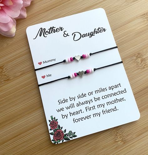 Pink Bracelet For Mom, Valentine's Day Gift, Adjustable Bracelet For Her - Mother's Day Gift, Adjustable Name Bracelet - Mother's Day Gift For Her, Personalized Name Bracelet For Best Friend, Mother's Day Gift, Mother Daughter Bracelet Set, Mother Daughter Jewelry, Mother Daughter Bracelets, Daughter Jewelry, Minimalist Bracelet