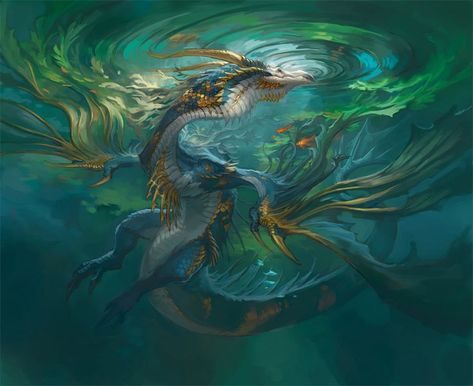 Legendary Dragons, Beast Creature, Asian Dragon, Water Dragon, Fantasy Beasts, Sea Dragon, Dragon Pictures, Fantasy Creatures Art, Dragon Artwork