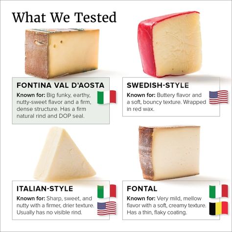 Tasting Fontina Cheese | Cook's Illustrated Culinary Knowledge, Food Technologist, Breakfast Strata, Cheese Labels, Fontina Cheese, Italian Cheese, Milk And Cheese, America's Test Kitchen, Cooks Illustrated