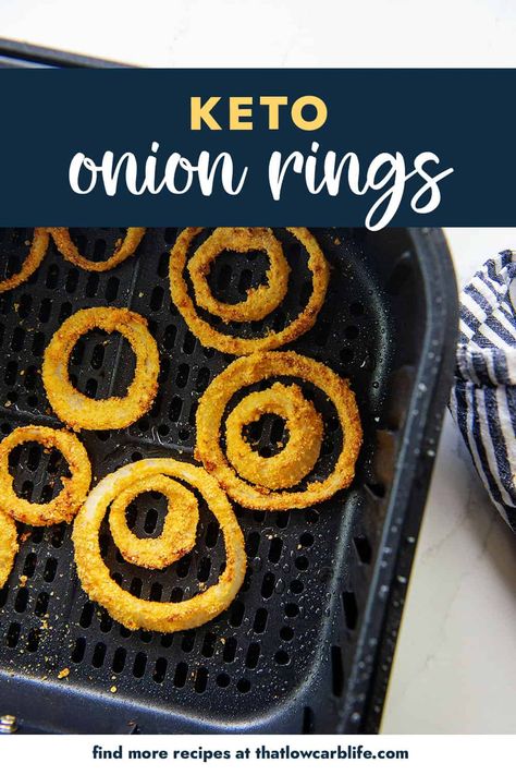 Onion Rings Air Fryer, Keto Onion Rings, Onion Ring Batter, Air Fryer Onion Rings, Rings Everyday, Onion Ring, Sugar Free Ketchup, Dry Bread, Baked Chicken Tenders