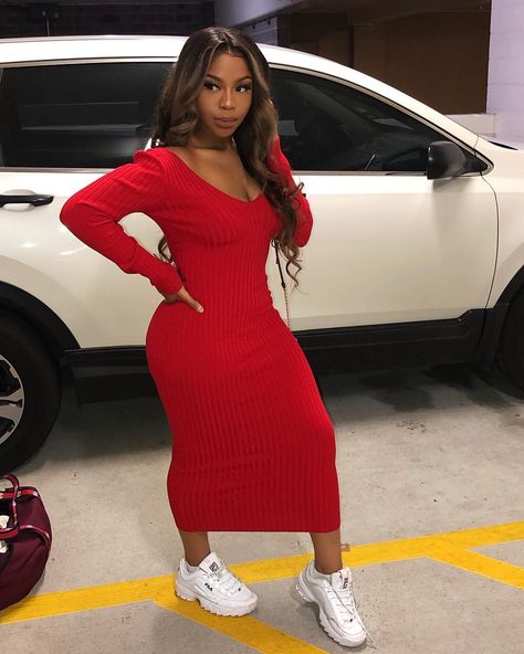 Outfit Vestido Rojo, Second Guessing, Just Letting You Know, Sweater Dress Outfit, Short Bodycon Dress, Cute Swag Outfits, Black Women Fashion, Sporty Outfits, Dope Outfits