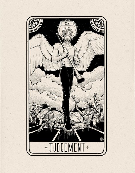 Judgement Tarot Card Art, Judgement Tarot Tattoo, Judgement Tarot, Judgement Tarot Card, Diptych Art, Tarot Tattoo, Hanged Man, Art Exhibit, Cards Art