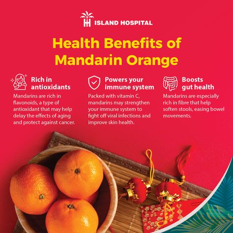 In Chinese culture, mandarin oranges are a prerequisite during Chinese New Year, for they are considered traditional symbols of abundance and good fortune. Like most citrus fruits, mandarins are loaded with vitamins, fibre, and beneficial plant compounds. Consuming them regularly may provide many health benefits. Mandarin Benefits, Fruits For New Year, Hospital Health, Mandarin Oranges, New Year Chinese, Boost Immune System, Citrus Fruits, Fiber Rich, Orange Fruit