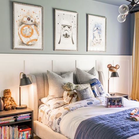 Leo's Star Wars Bedroom Reveal Marvel And Star Wars Themed Room, Neutral Star Wars Bedroom, Teen Star Wars Room, Star Wars Teenage Bedroom, Modern Star Wars Bedroom, Starwars Bedroom Boys, Boys Star Wars Room, Star Wars Room Boys, Star Wars Bedroom Ideas For Adults