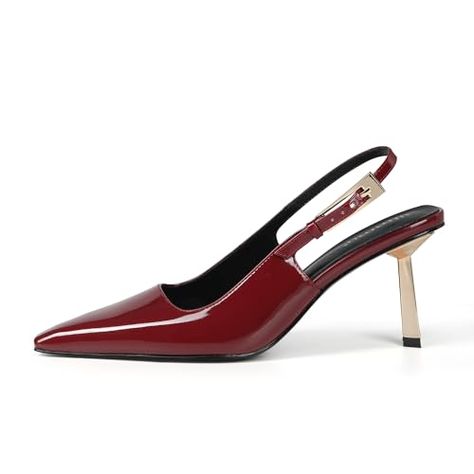 iiimmu Slingback Heels for Women Closed Toe 3.5 in Kitten Heels Women Pumps Square Toe Heeled Sandals for Women Stiletto Dress Shoes Sculptural Heels, Burgundy Sandals, Gold Stiletto Heels, Sling Back Heels, Brown Shade, Womens Stilettos, Slingback Heels, Square Toe Heels, Heels For Women