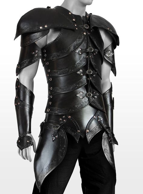 Elf Leather Armor black Handcrafted, genuine leather LARP armor Larp Armor, Armadura Medieval, Leather Armor, Fantasy Costumes, Fantasy Armor, Body Armor, Fantasy Clothing, Fantasy Fashion, Character Outfits