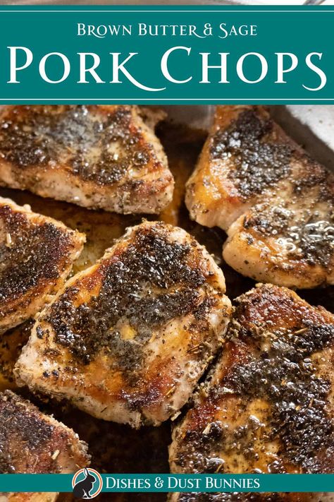 Delicious Pork Chops, Sage Salt, Pan Seared Pork Chops, Pan Fried Pork Chops, Pork Meals, Seared Pork Chops, Bacon Potato Salad, Creamy Potato Salad, Chop Recipes