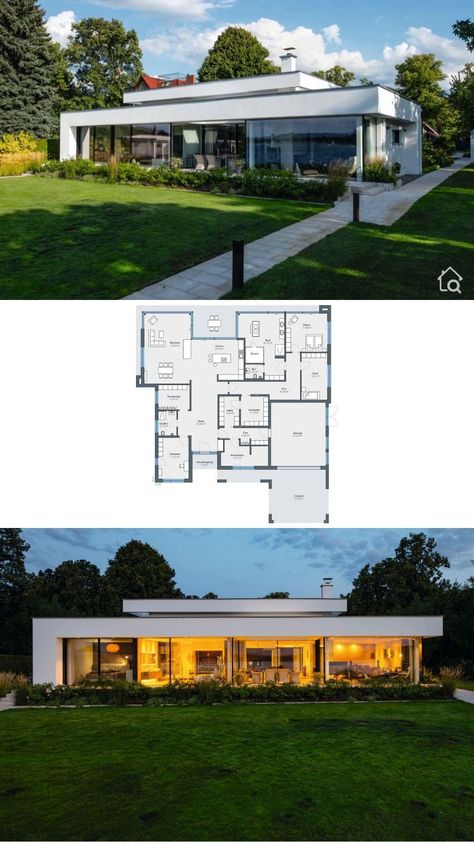 European Architecture Design, Brick House Plans, Contemporary Architecture Design, Modern Bungalow House Plans, Pelan Rumah, Casa Country, Modern Bungalow House, House Plan Gallery, Architectural Design House Plans