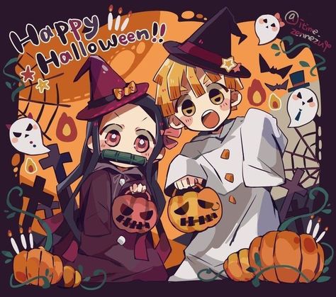 Anime Halloween, Nezuko Kamado, Halloween Icons, Chibi Characters, Demon Slayer Kimetsu No Yaiba, Halloween Poster, Anime Character Drawing, Anime Angel, Kimetsu No Yaiba