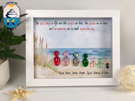 Personalised Family Seaside Beach Pebble Picture, Family Pebble Art, pebble art family, pebble art friend, pebble pictures, By The Sea Seaglass Picture, Family Pebble Art, Picture Family, Pebble Art Family, Pebble Pictures, Art Friend, Spiritual Symbols, Seaside Beach, Anniversary Dates