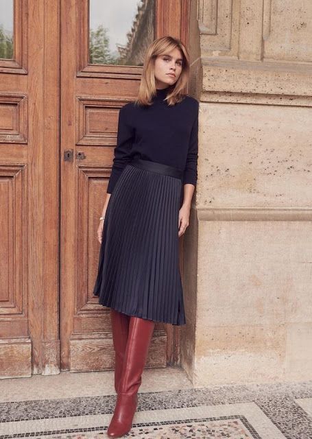 Dino Skirt, Basic Dress Pattern, Red Leather Boots, Simple Style Outfits, Winter Skirt Outfit, Smart Casual Style, Black Dress Outfits, Skirts With Boots, Trendy Skirts