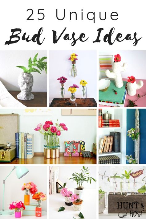 25 Unique bud vase ideas to easily decorate your home with fresh flowers or maybe even faux flowers for a budget friendly way to decorate, especially a small space!! #smallspacedecor #budvaseideas #flowerdecor #easyDIYdecor #smalllivingareaideas Bud Vase Ideas, Diy Light Bulb, Diy Container, Vase Ideas, Bulb Vase, Unique Vase, Easy Diy Decor, Container Gardens, Mini Vase