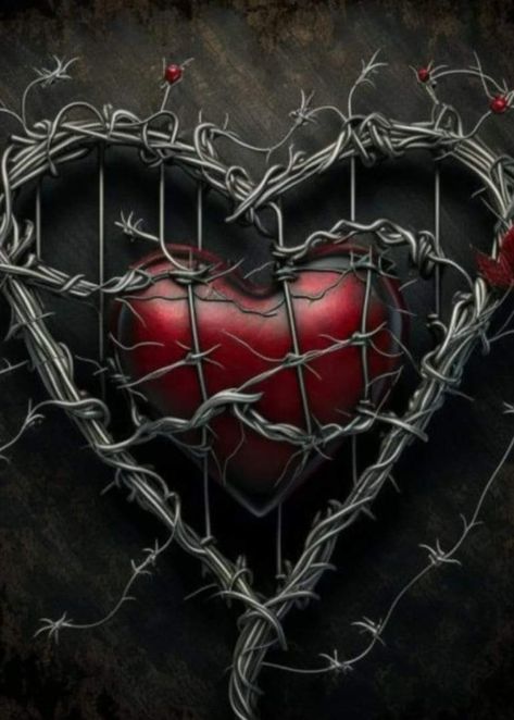 Gothic Wallpaper, John Fitzgerald, Gothic Fantasy Art, Heart Drawing, Skull Wallpaper, Beautiful Dark Art, Barbed Wire, Heart Wallpaper, Heart Art