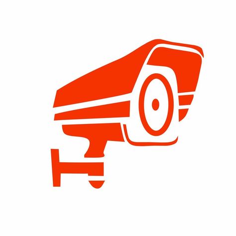 Design Silhouette, Surveillance Camera, Flat Design, Red Color, Vector Art, White Background, Color Design, Vector Free, Vector Illustration