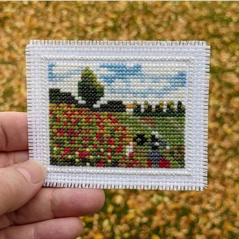 Field Paint, Tiny Cross Stitch, Small Cross Stitch, Mini Cross Stitch, Mini Cross, Pixel Pattern, Poppy Field, Modern Cross Stitch Patterns, Modern Cross