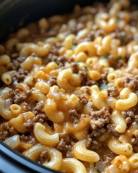 Yes yes yes! Oh my lord, so amazing! Crockpot Meals Mac And Cheese, Slow Cooker Hamburger Mac And Cheese, Meal With Mac And Cheese, Crock Pot Hamburger Helper, Ground Beef Mac N Cheese, Mac And Cheese With Hamburger, Hamburger Mac, Hamburger Mac And Cheese, Hamburger Macaroni