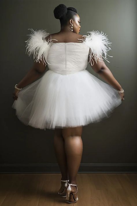 Plus Size Birthday Dresses Mini Dresses Black, Mini Dresses White, Party Mini Dresses, White Tulle Dress, Plus Size Party, Tulle Mini Dress, Classy Wedding Dress, White Tulle, Purple Wedding