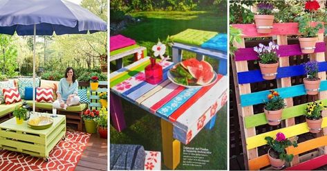 15 Magnifiques projets de bois de palette colorés! - Bricolages - Trucs et Bricolages Pallets Projects, Table Palette, Wooden Pallet Crafts, Recycling Projects, Diy Furniture Decor, Saving Hacks, Wooden Pallet Projects, Pallet Garden, Pallet Crafts