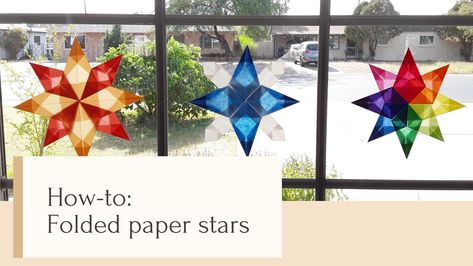 Window Stars, Advent Crafts, The Three Kings, Advent Activities, Waldorf Crafts, Star Tutorial, Origami For Beginners, The Nativity Story, Folded Paper